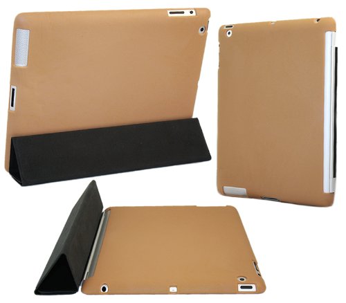 iTALKonline Progel BROWN TAN Rückseite Tough TPU Case / Schale für Apple iPad 2 der 2. Generation (Wi-Fi und Wi-Fi + 3G) 16GB 32GB 64GB arbeitet mit Original Apple iPad 2 Smart Cover
