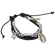 Black Leather Braided Bracelet with St. Benedict Charm - Adjustable Size, Sliding Tie Knot Closure