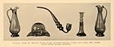 IMAGE OF 1918 Print Bristol Blue Glass Pitcher Vase Hat Pipe - Original Halftone Print