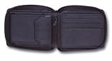 Mens Soft Black Leather Zip Around Wallet Notecase
