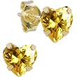 14K Yellow Gold .47 Carat CZ Heart November Birthstone Earrings