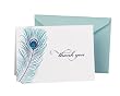 Hortense B. Hewitt Wedding Accessories Thank You Note Cards, Peacock Feather, Pack of 50