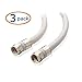 Cable Matters 3-Pack RG6 Coaxial Cable - 1.5ft, [CL2 Rated for in-Wall Use](CM) Quad Shield Coaxial Cable, Short Coax Cord for TV, Digital Router, Satellite Receiver and More, White
