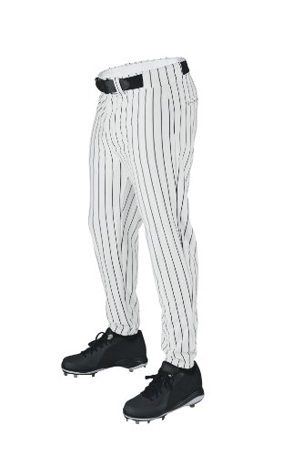 Wilson Sporting Goods Deluxe Adult Poly Warp Knit Pinstrip Baseball Pant, Large, White with Black