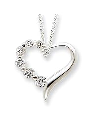 Sterling Silver Cz Heart Journey Necklace, Best Quality Free Gift Box Satisfaction Guaranteed