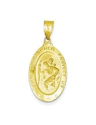 14K Yellow Gold Saint Christopher Medal Pendant