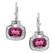 14K White Gold Rhodolite Garnet and Diamond Earrings