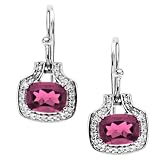 41FauxWtP5L. SL160  14K White Gold Rhodolite Garnet and Diamond Earrings