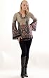 The Olian Bell Sleeve Paisley Border Print Tunic Top