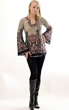 The Olian Bell Sleeve Paisley Border Print Tunic Top