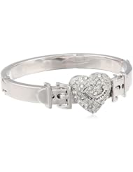 Juicy Couture Silver Pave Heart Buckle Bangle Bracelet, 2.68"