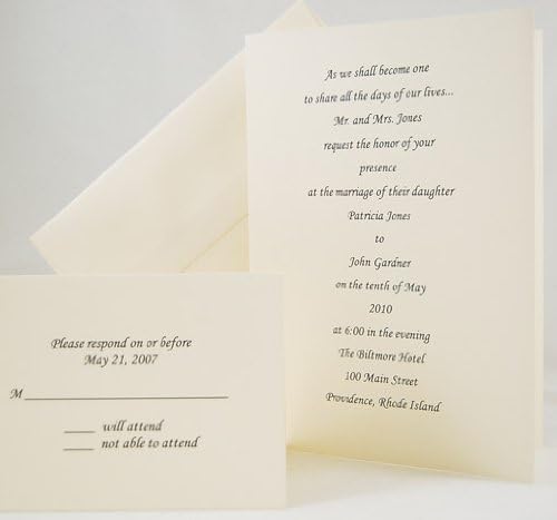 Ivory Plain Blank Wedding Invitation Fold - Ecru, 50 pack
