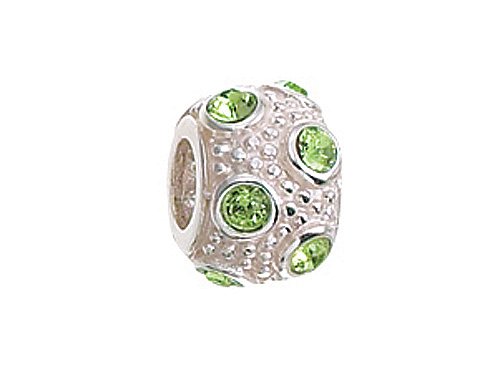 Zable(tm) Sterling Silver August Crystal Ball Non-oxidized Bead / Charm