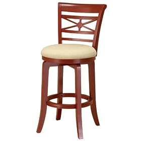 Hillsdale Kingstown 30-Inch Swivel Bar Stool, Red Finish with Beige Fabric by Hillsdale