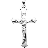 14K White Gold Crucifix Pendant - 39.00x25.00mm