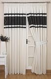 Ritz Black Lined Curtain Pair Size 66x72 with 3 Tape Heading