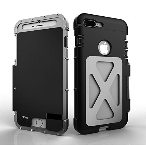 iPhone 7 Plus Case, Lteng Heavy Duty Iron Man Full Body Armor Hybrid Defender Flip Metal Protective Cover Case for iPhone 7 Plus (king silver+black)