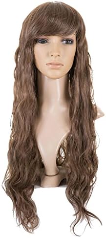 Women Long Wavy Curly with Bang Wigs Cosplay Costume + Wig Cap