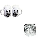 Scottish Fold Large Salt and Pepper Shakers, Porcelain by Rosalinde (4')