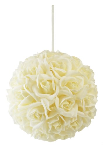 Garden Rose Kissing Ball - Ivory - 10 Inch Pomander Extra Large