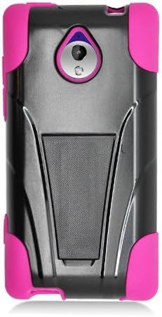 Eagle Cell Hybrid Case with Y Style Kickstand for HTC Tiara/8XT - Retail Packaging - Hot Pink/Black