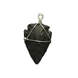 Wire Wrapped Black Obsidian Arrowhead Pendant with Corded Necklace