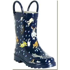 Click here to see all customer reviews now DLL - Child's Navy Raining Cats and Dogs Rain Boots