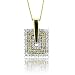 14k Two Tone Gold White and Yellow Diamond Square Pendant Necklace 0.68 carat