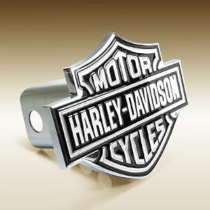 Harley Davidson Black Fill Bar & Shield Emblem Chrome Hitch Cover