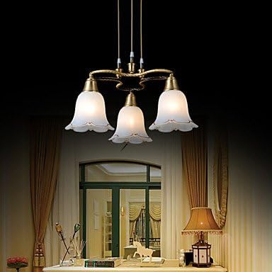 Chandelier,3 Lights, Retro Style Antique Brass Painting Copper 220V