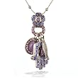 Amaro Necklace - Hamsa Amulet in Silver and Purple Tones #53856 AMK ONK