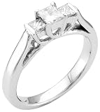 14k White Gold 3-Stone Princess Cut Diamond Ring (1/2 cttw, H-I Color, SI2-I1 Clarity), Size 7