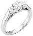 14k White Gold 3-Stone Princess Cut Diamond Ring (1/2 cttw, H-I Color, SI2-I1 Clarity), Size 7