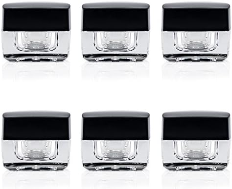 Cosmetic Acrylic Refillable best for cream 5ml. Black (PACK of 6) - cream jar container - travel cream jar