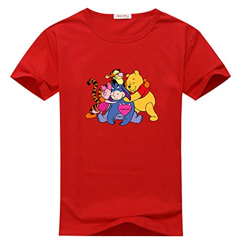 SteveAmezcua Womens Winnie The Pooh Pattern Red T-shirts Size L