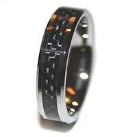 6mm Tungsten Black Carbon Fiber Mens Wedding Rings Engagement Bands (Available in Whole and Half Sizes 4-16) (10)