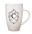 Monogram Elegant Initial 10oz. Ceramic Tapered Coffee Mug - C Monogram Elegant Initial 10oz. Ceramic Tapered Coffee Mug - C