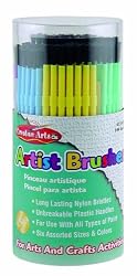 Charles Leonard Inc. Artist Plastic Brushes, Assorted Colors, 144 Tub (73344)
