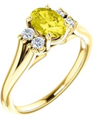 14K Yellow Gold 7.00x5.00mm Oval Cut Yellow Sapphire and Diamond Ring -- LIFETIME WARRANTY
