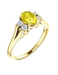 18K Yellow Gold 7.00x5.00mm Oval Cut Yellow Sapphire and Diamond Ring -- LIFETIME WARRANTY