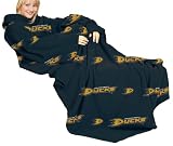 NHL Anaheim Ducks Adult Comfy Throw, Officially Licensed Blanket with Sleeves by Northwest "Repeat" Design