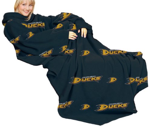 NHL Anaheim Ducks Adult Comfy Throw, Officially Licensed Blanket with Sleeves by Northwest 