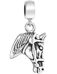 Bling Jewelry 925 Sterling Equestrian Horse Head Dangle Charm Fits Pandora Bead