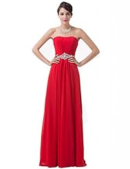 Strapless Acrylic/Chiffon/Satin Ruched Lace-Up Evening Dress 