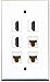 RiteAV - 3 HDMI 3 Port Cat6 Ethernet White Wall Plate