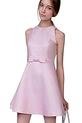 A-line  Goddess Cotton Sleeveless Mini Dress  With a Bow(s)