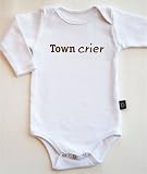 Town crier long sleeve baby bodysuit / onesie - white, pink, blue or chocolate brown