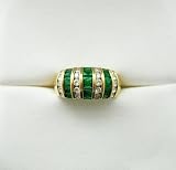 18k Gold Diamond and Emerald Ring