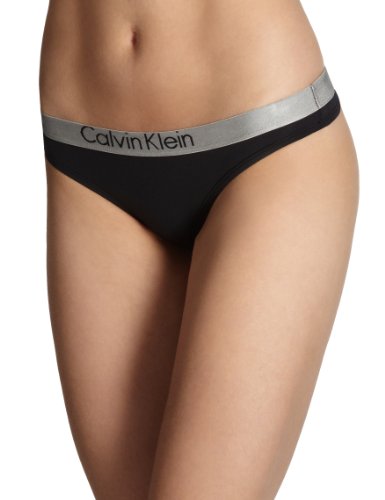 Calvin Klein underwear Damen String D3434E Metallic Chrome Micro Thong, Gr. 36 (S), Schwarz (001 Black)