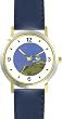Twinkle Twinkle Little Star by Artist: Sylvia Long - WATCHBUDDY&reg; DELUXE TWO-TONE THEME WATCH - Arabic Numbers - Blue Leather Strap-Size-Large ( Men's Size or Jumbo Women's Size )